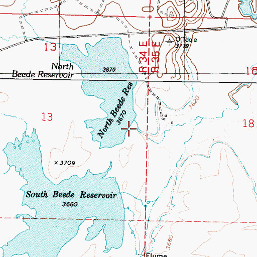 Topographic Map of Beede North Dam, OR