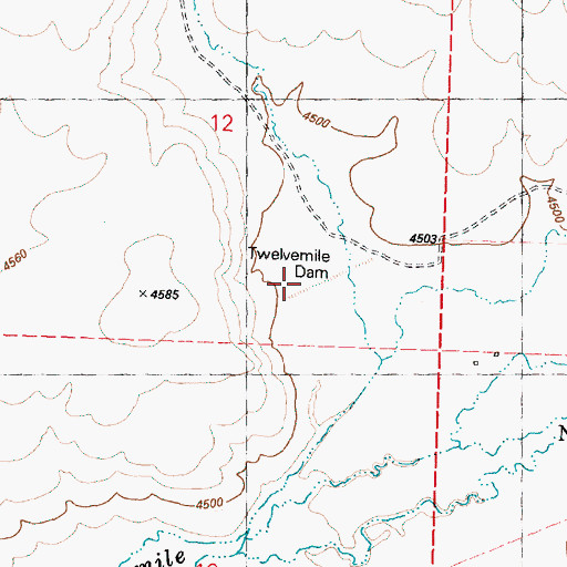 Topographic Map of Twelvemile Dam, OR