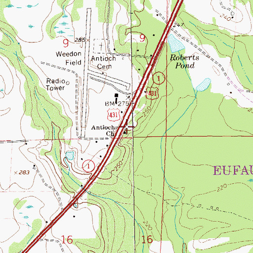 Topographic Map of Antioch Church, AL