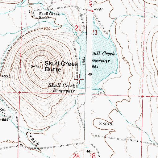 Topographic Map of Skull Creek Dam, OR