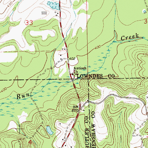 Topographic Map of Antioch Church, AL