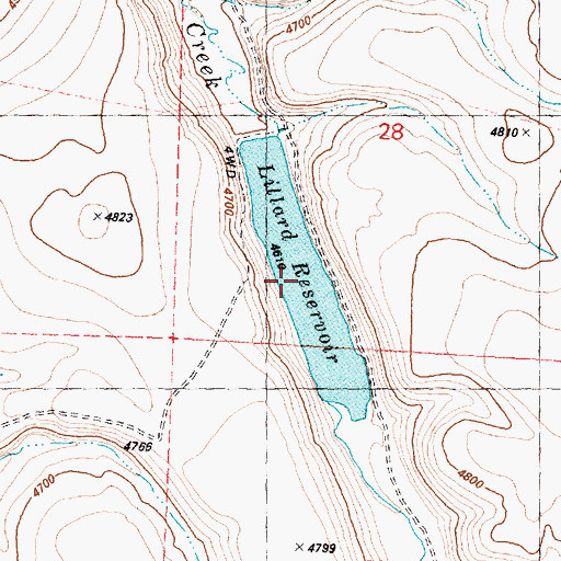 Topographic Map of Lillard Reservoir, OR