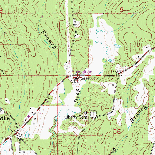 Topographic Map of Antioch Church, AL