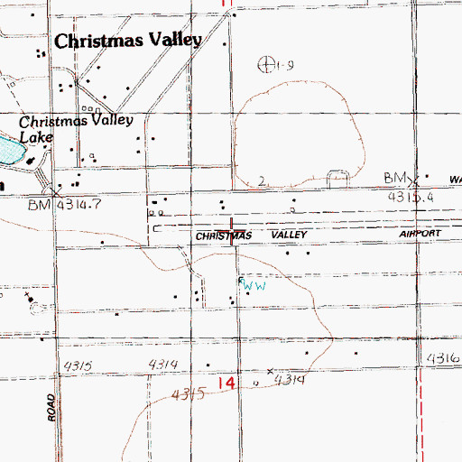 Topographic Map of Christmas Valley Airport, OR