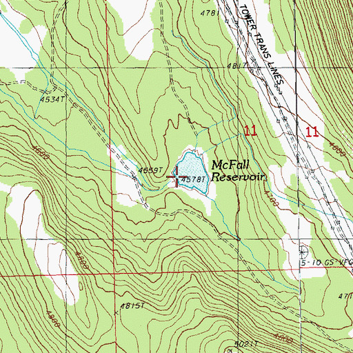 Topographic Map of John McFall Reservoir, OR