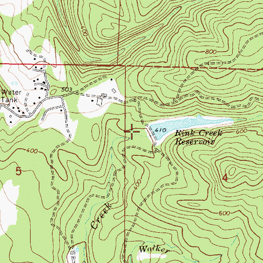 Topographic Map of Rink Creek Dam, OR