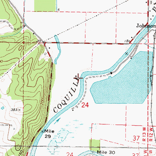 Topographic Map of Johnson Log Storage and Storing Reservoir, OR