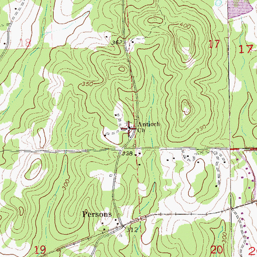 Topographic Map of Antioch Church, AL