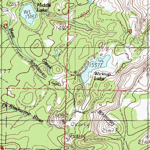 Topographic Map of Wickiup Lake Dam, OR