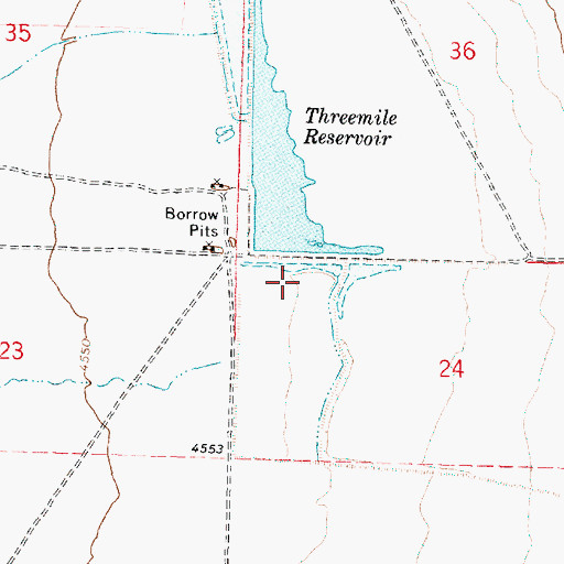 Topographic Map of Threemile Dam, OR