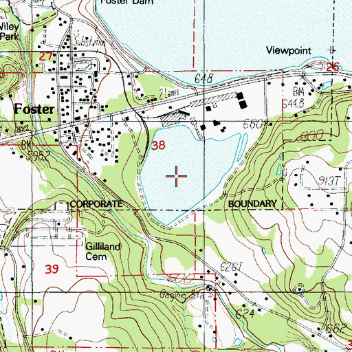 Topographic Map of Willamette National Lumber Company Dam, OR