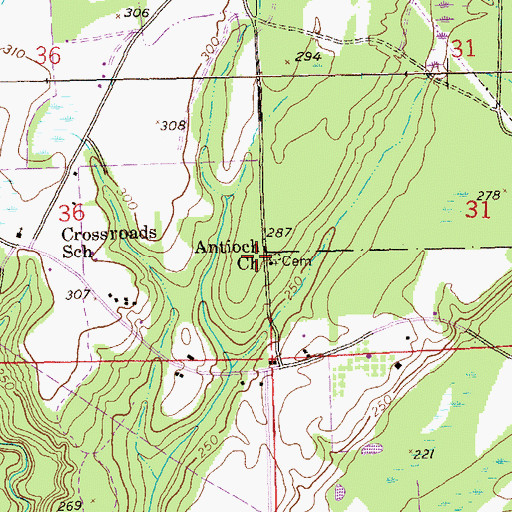 Topographic Map of Antioch Church, AL