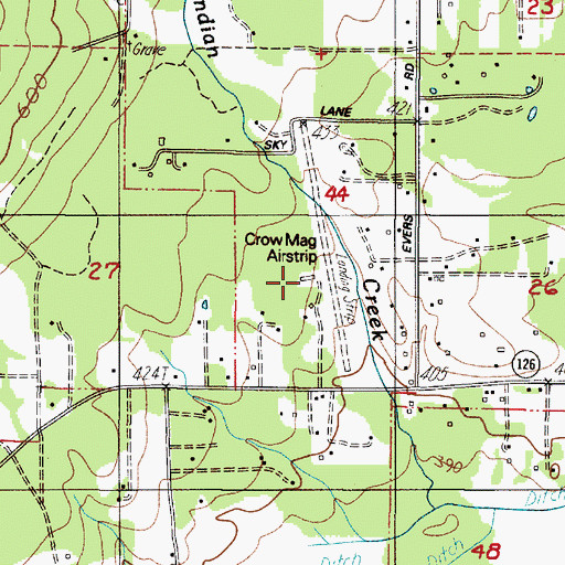 Topographic Map of Crow-Mag Airport, OR