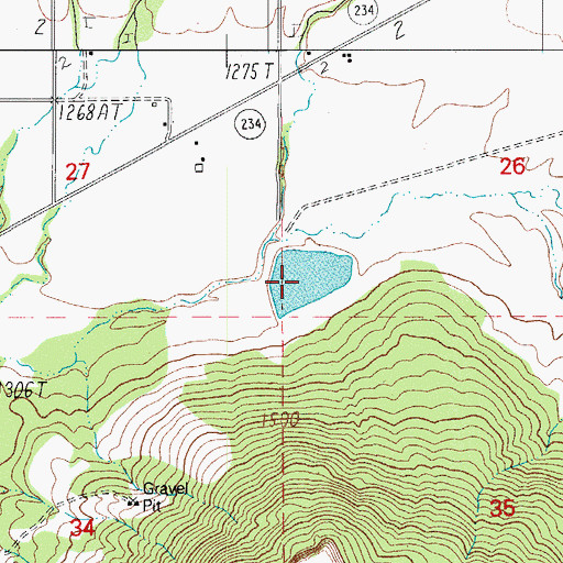 Topographic Map of Skou Reservoir, OR