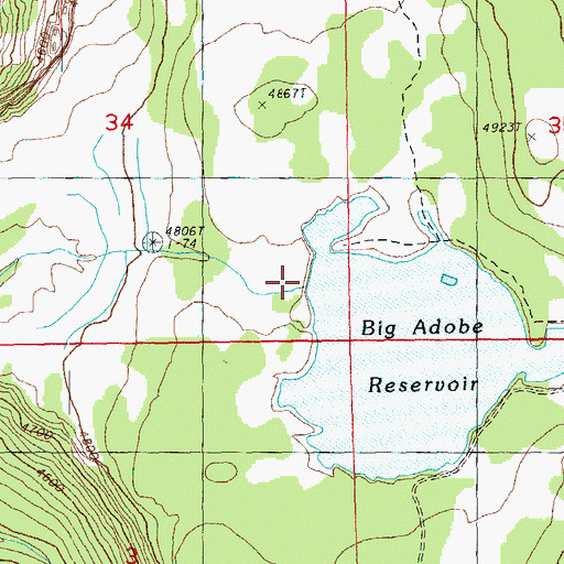 Topographic Map of Big Adobe Dam, OR