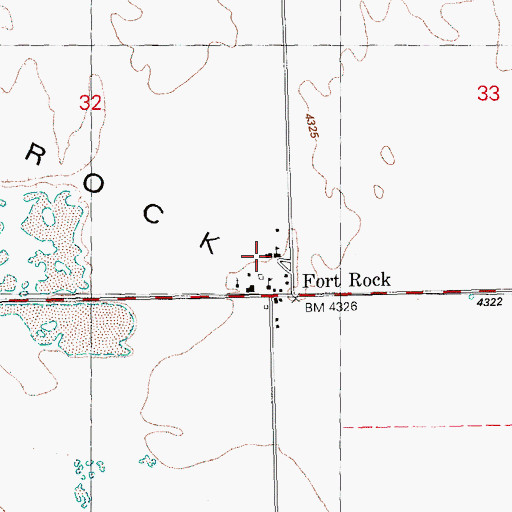 Topographic Map of Fort Rock Elementary School (historical), OR