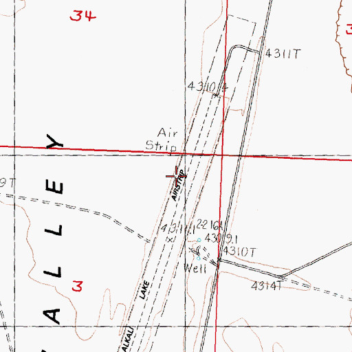 Topographic Map of Alkali Lake State Airport, OR