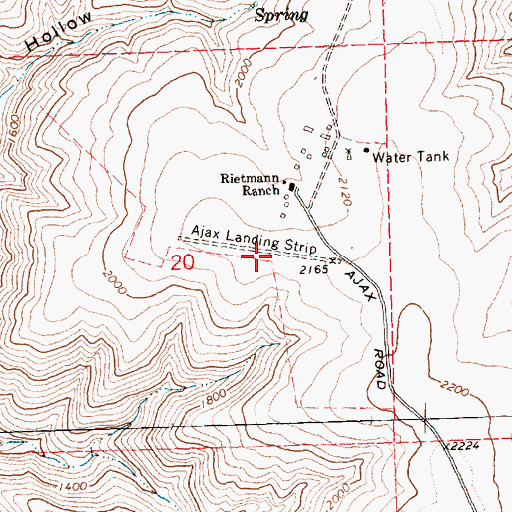Topographic Map of Ajax Airport, OR