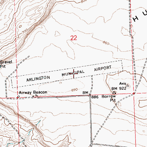 Topographic Map of Arlington Municipal Airport, OR