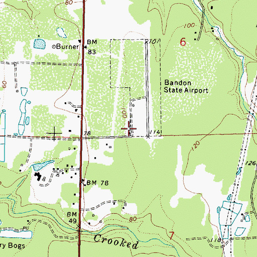Topographic Map of Bandon State Airport, OR