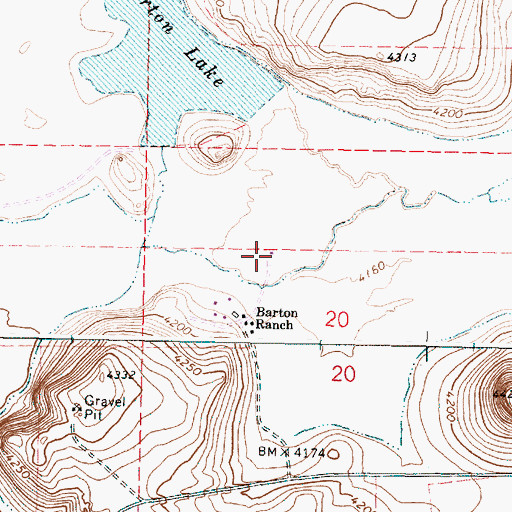 Topographic Map of Barton Lake Ranch Airport, OR