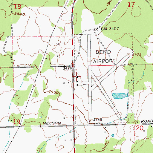 Topographic Map of Bend Municipal Airport, OR