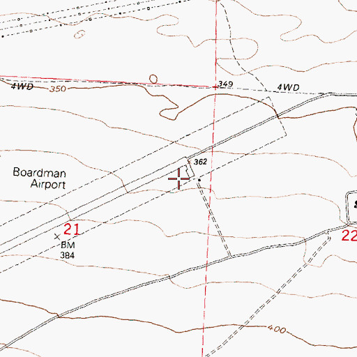 Topographic Map of Boardman Airport, OR