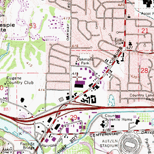 Topographic Map of Bohemia Incorporated Airfield (historical), OR