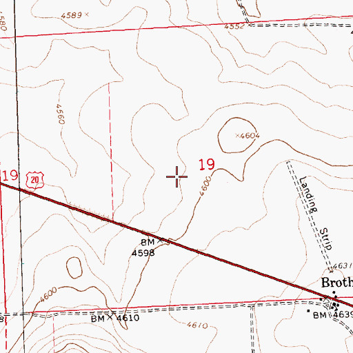 Topographic Map of Brothers Landing Strip (historical), OR