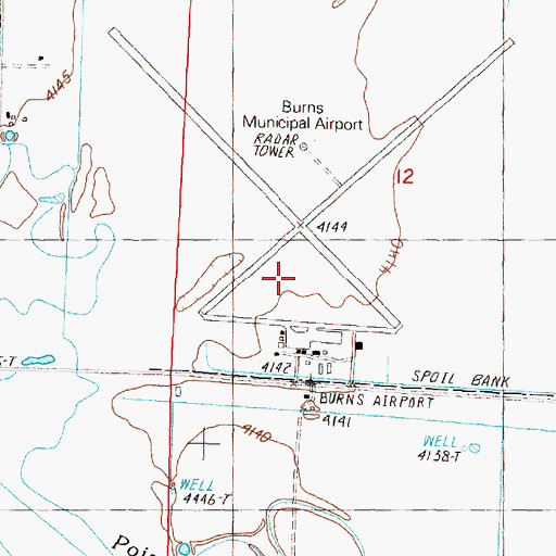 Topographic Map of Burns Municipal Airport, OR