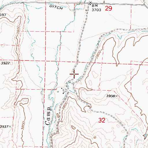 Topographic Map of Camp Creek Ditch, OR