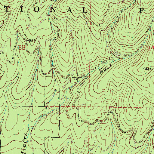 Topographic Map of Minersville (historical), OR