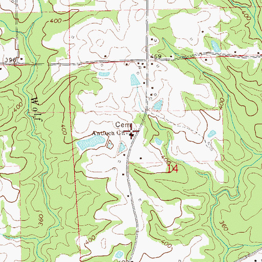 Topographic Map of Antioch Methodist Church, AL