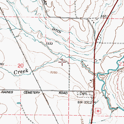 Topographic Map of Moore Pratt Ditch, OR