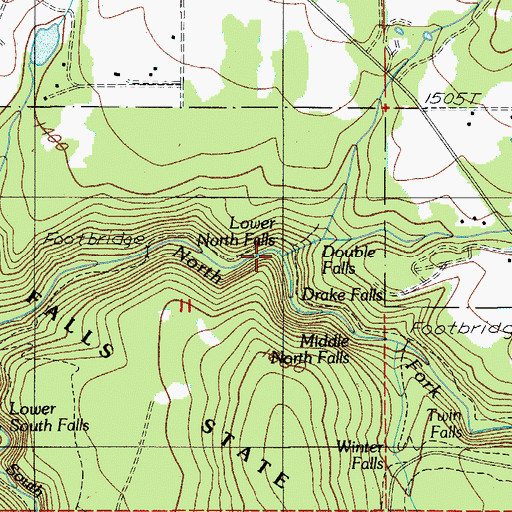 Topographic Map of Lower North Falls, OR
