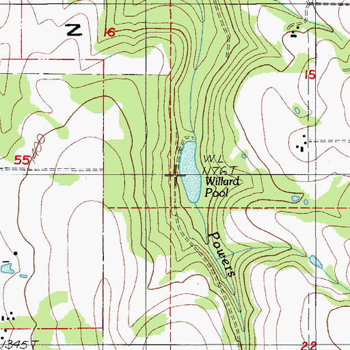 Topographic Map of Willards Pool, OR