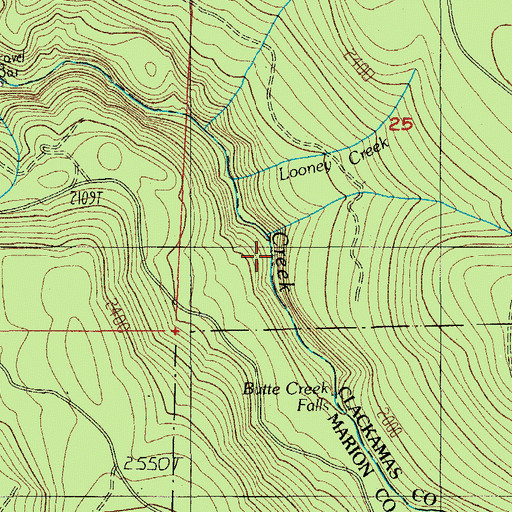 Topographic Map of Looney Creek, OR