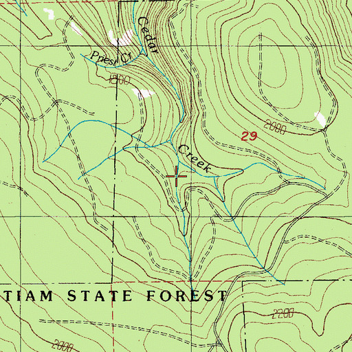 Topographic Map of Middle Fork Cedar Creek, OR