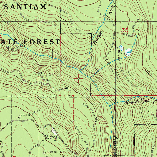 Topographic Map of Bucket Creek, OR