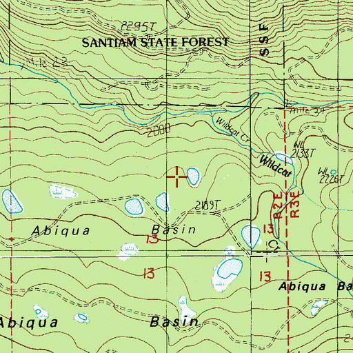Topographic Map of Abiqua Lake, OR