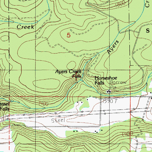 Topographic Map of Ayers Creek Falls, OR