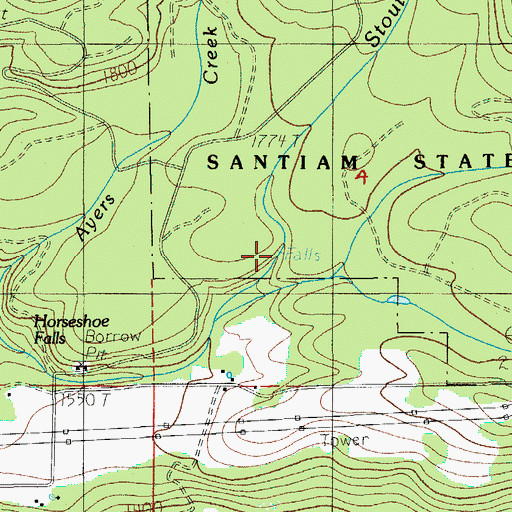 Topographic Map of Stout Creek Falls, OR
