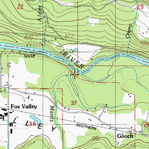 Topographic Map of Cow Creek, OR
