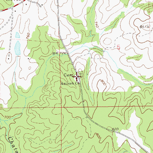 Topographic Map of Antioch Church, AL