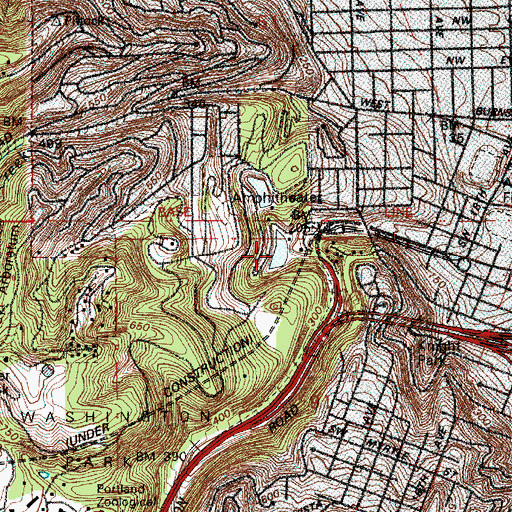 Topographic Map of City of Portland Reservoir Number 4, OR