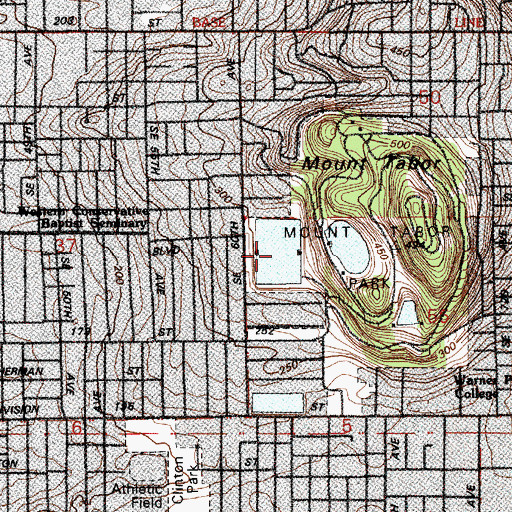 Topographic Map of City of Portland Reservoir Number 6, OR