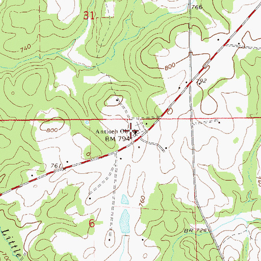 Topographic Map of Antioch Church, AL