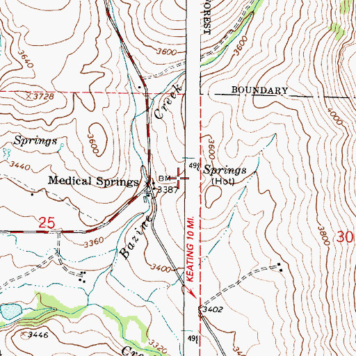 Topographic Map of Medical Hot Spring, OR