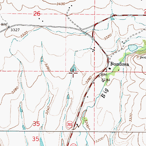 Topographic Map of Robertson Ditch, OR
