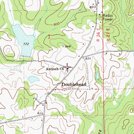 Topographic Map of Antioch Church, AL